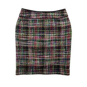 Talbots Pencil Skirt Tweed Textured Black Rainbow Wool Blend Lined Womens 6P